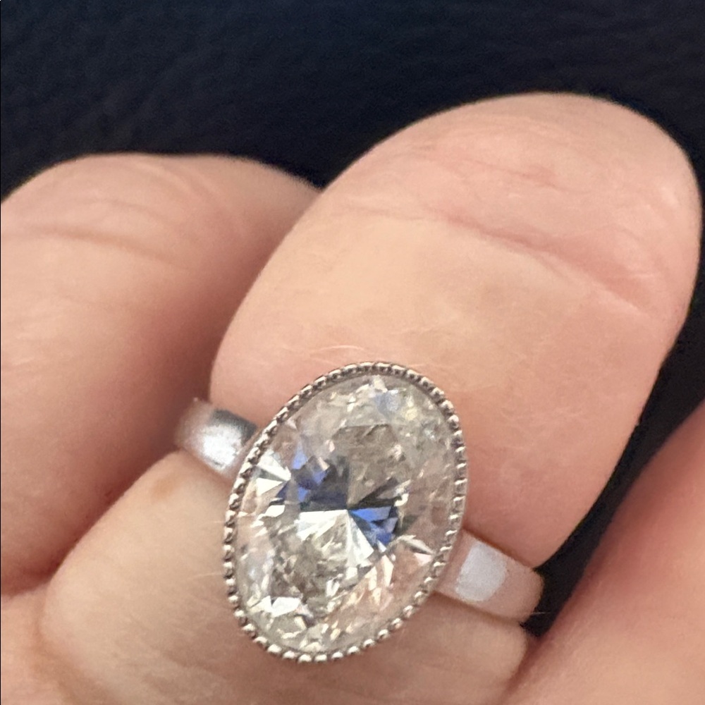 White gold three carat lab diamond solitaire